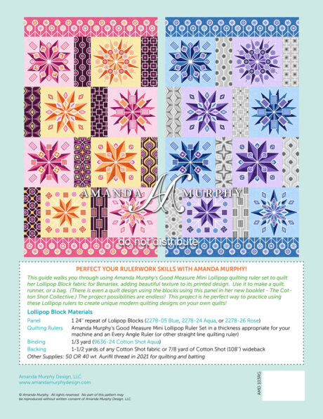 Lollipop Block Ruler Panel Guide (Printed) – Amanda's blog
